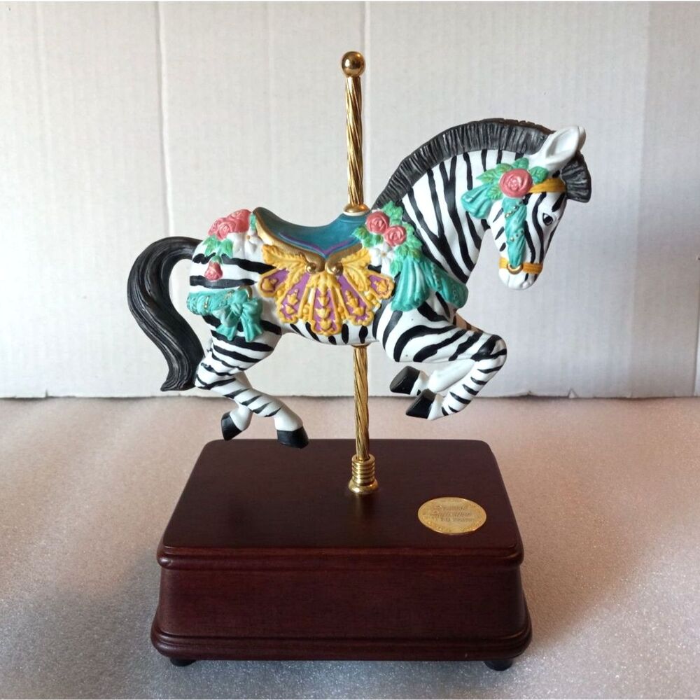 1992 San Francisco Music Box Company Numbered Carousel Zebra Music Box #192/4500